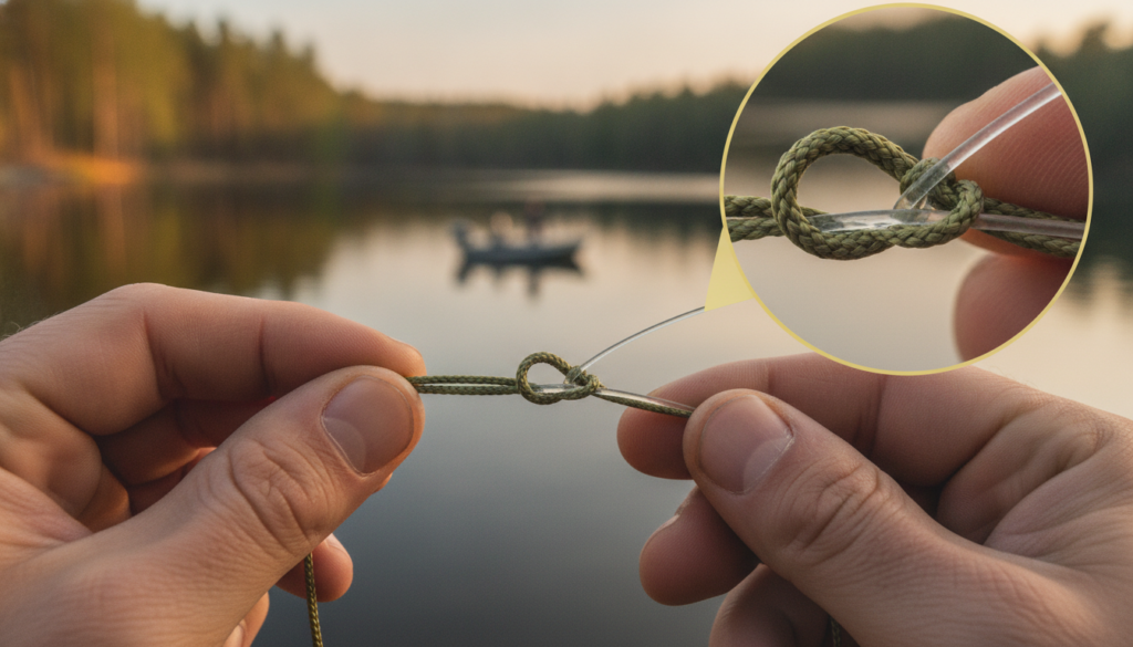 Fishing knot tying techniques for braided and fluorocarbon lines