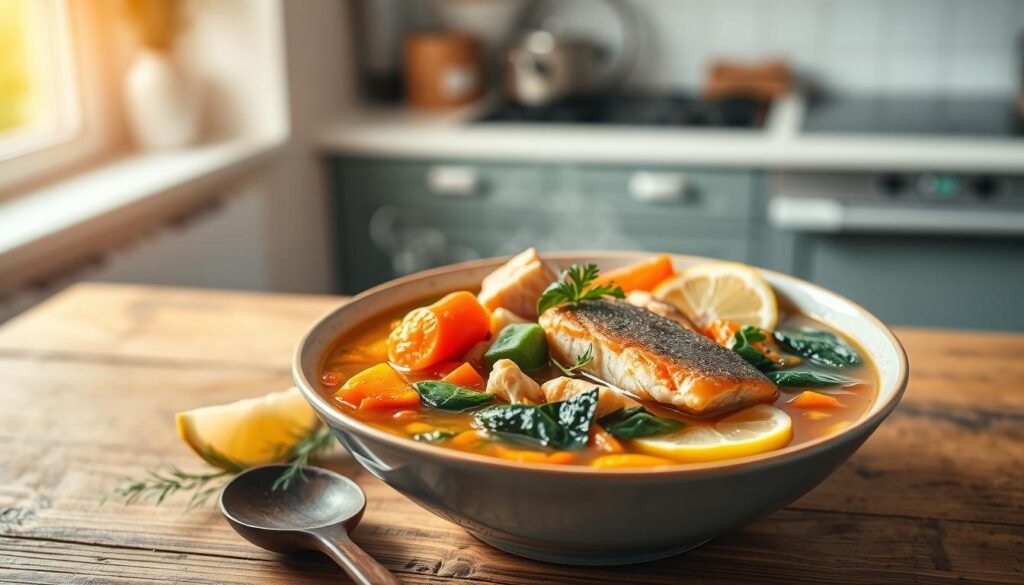 Healthy fish soup with omega-3 benefits